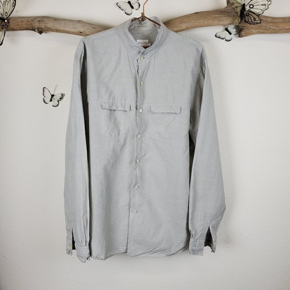 Robert Friedman linen blend button up shirt
